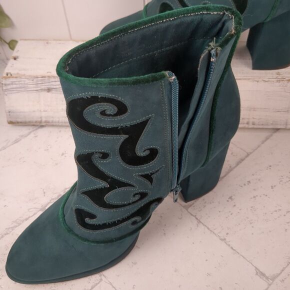 Cloudwalkers Dark Teal Green Broome Ankle Booties with Velvet Inset Size 9.5W - Picture 9 of 16